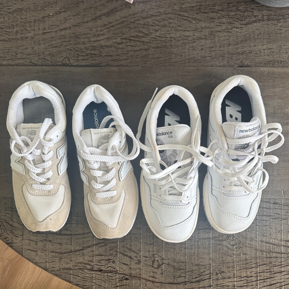 New Balance Kids Sneakers in White and Tan